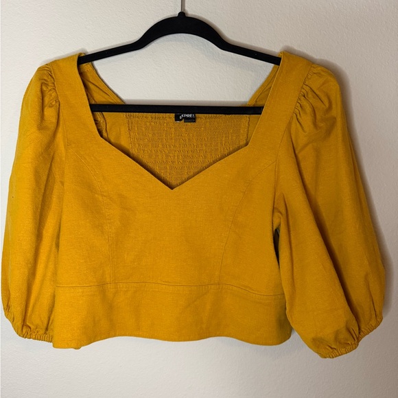 Yellow Puff Sleeve Women's Top - Picture 4 of 6